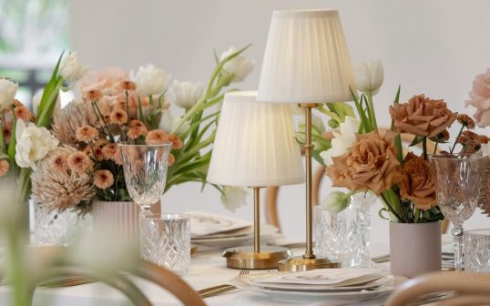 Ivory Pleated Table Lamp Hire - Image 8