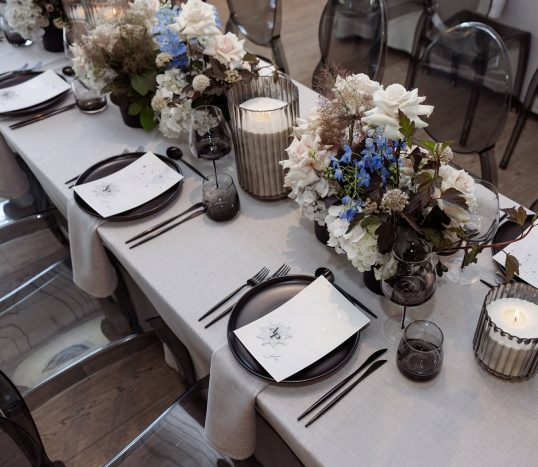 fog grey tablecloth hire